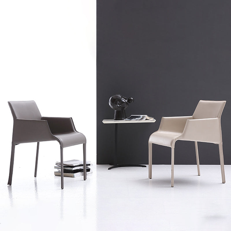 Modern Design Leather Chair Kitchen Solid Back Single Dining Arm Chair Clearhalo ' kitchen&dining_furn' 'Dining Chairs' 'Dining Tables & Seating' 'dining_chair' 'furn' 'furn_dining_chair' 'Furniture' 'furniture_dining_chair' 'Kitchen & Dining Furniture' 'kitchen' 4119209