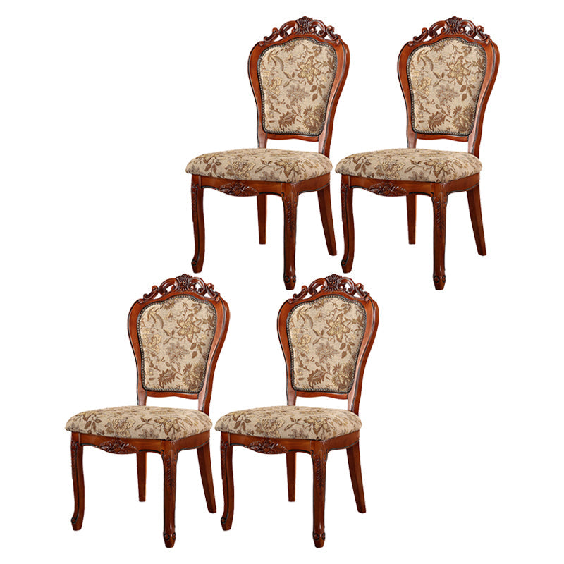 Scandinavian Style Rubberwood Chairs Open Back Dining Side Chair for Restaurant White-Brown 4 Piece Set Clearhalo ' kitchen&dining_furn' 'Dining Chairs' 'Dining Tables & Seating' 'dining_chair' 'furn' 'furn_dining_chair' 'Furniture' 'furniture_dining_chair' 'Kitchen & Dining Furniture' 'kitchen' 4119220