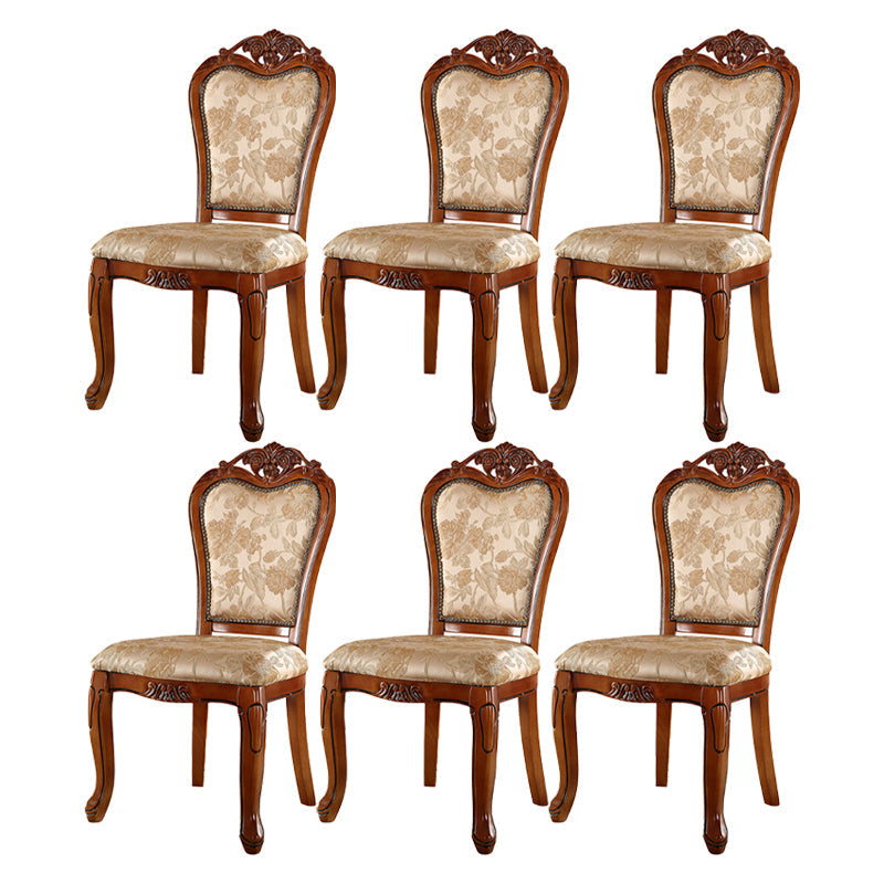 Scandinavian Style Rubberwood Chairs Open Back Dining Side Chair for Restaurant Beige-Red 6 Piece Set Clearhalo ' kitchen&dining_furn' 'Dining Chairs' 'Dining Tables & Seating' 'dining_chair' 'furn' 'furn_dining_chair' 'Furniture' 'furniture_dining_chair' 'Kitchen & Dining Furniture' 'kitchen' 4119235