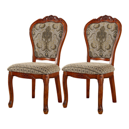 Scandinavian Style Rubberwood Chairs Open Back Dining Side Chair for Restaurant Red Brown 2 Piece Set Clearhalo ' kitchen&dining_furn' 'Dining Chairs' 'Dining Tables & Seating' 'dining_chair' 'furn' 'furn_dining_chair' 'Furniture' 'furniture_dining_chair' 'Kitchen & Dining Furniture' 'kitchen' 4119236