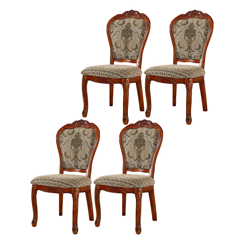 Scandinavian Style Rubberwood Chairs Open Back Dining Side Chair for Restaurant Red Brown 4 Piece Set Clearhalo ' kitchen&dining_furn' 'Dining Chairs' 'Dining Tables & Seating' 'dining_chair' 'furn' 'furn_dining_chair' 'Furniture' 'furniture_dining_chair' 'Kitchen & Dining Furniture' 'kitchen' 4119237