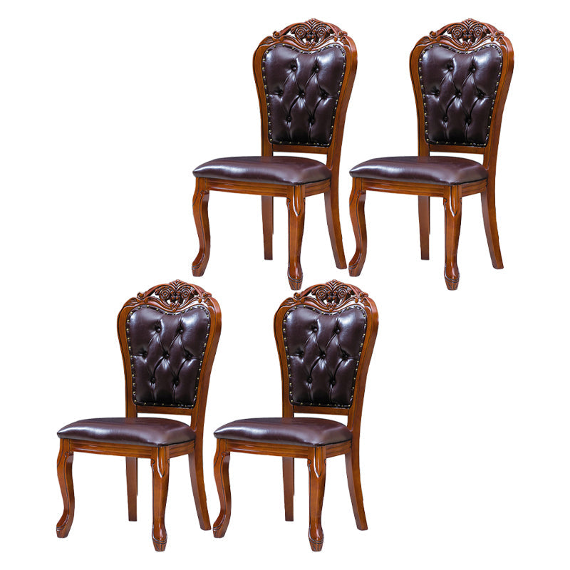 Scandinavian Style Rubberwood Chairs Open Back Dining Side Chair for Restaurant Beige-Coffee 4 Piece Set Clearhalo ' kitchen&dining_furn' 'Dining Chairs' 'Dining Tables & Seating' 'dining_chair' 'furn' 'furn_dining_chair' 'Furniture' 'furniture_dining_chair' 'Kitchen & Dining Furniture' 'kitchen' 4119240