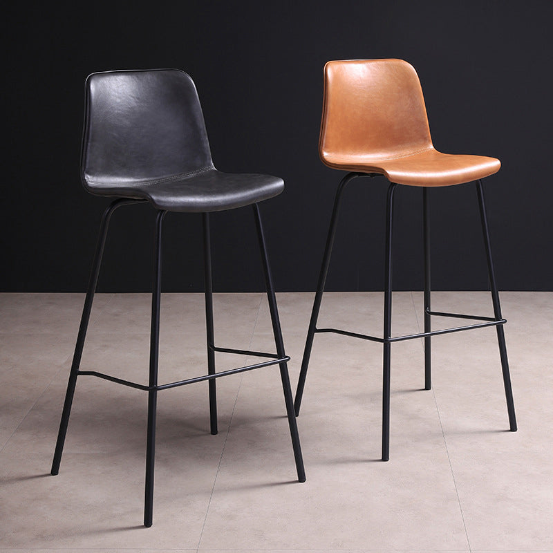 Glossy Leather Square Bar Stool Industrial Metal Stools with Back Legs Clearhalo 'Bar Furniture' 'Bar Stools' 'bar_stools' 'furniture_bar_stools' 'Kitchen & Dining Furniture' 'kitchen&dining_furn' 'kitchen' 'kitchen_furn' Furniture' 4123446