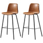 Glossy Leather Square Bar Stool Industrial Metal Stools with Back Legs Brown Set of 2 Clearhalo 'Bar Furniture' 'Bar Stools' 'bar_stools' 'furniture_bar_stools' 'Kitchen & Dining Furniture' 'kitchen&dining_furn' 'kitchen' 'kitchen_furn' Furniture' 4123447
