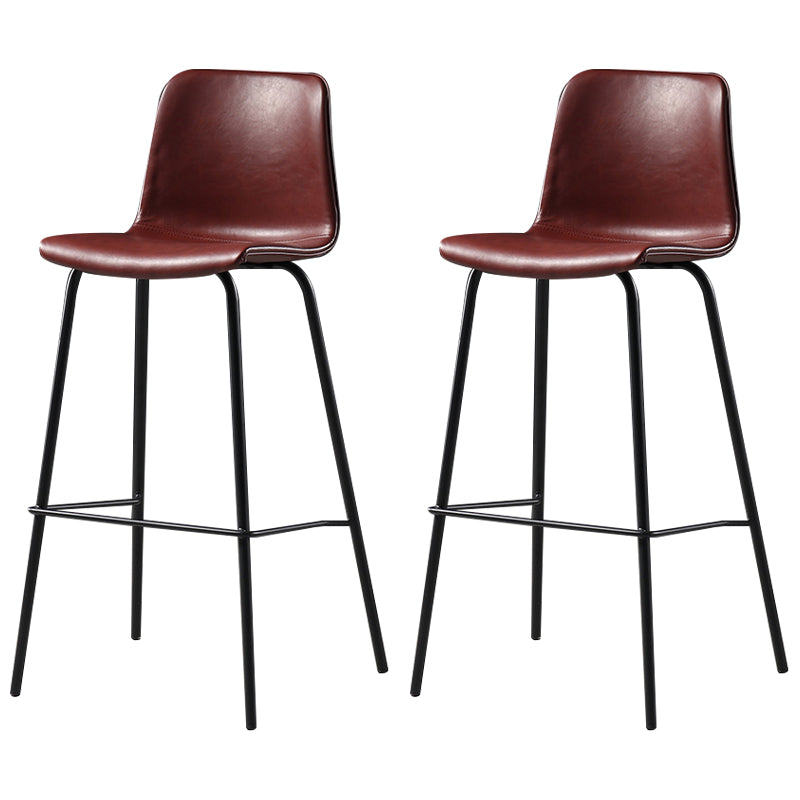 Glossy Leather Square Bar Stool Industrial Metal Stools with Back Legs Red Set of 2 Clearhalo 'Bar Furniture' 'Bar Stools' 'bar_stools' 'furniture_bar_stools' 'Kitchen & Dining Furniture' 'kitchen&dining_furn' 'kitchen' 'kitchen_furn' Furniture' 4123448