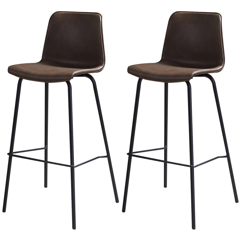 Glossy Leather Square Bar Stool Industrial Metal Stools with Back Legs Khaki Set of 2 Clearhalo 'Bar Furniture' 'Bar Stools' 'bar_stools' 'furniture_bar_stools' 'Kitchen & Dining Furniture' 'kitchen&dining_furn' 'kitchen' 'kitchen_furn' Furniture' 4123450