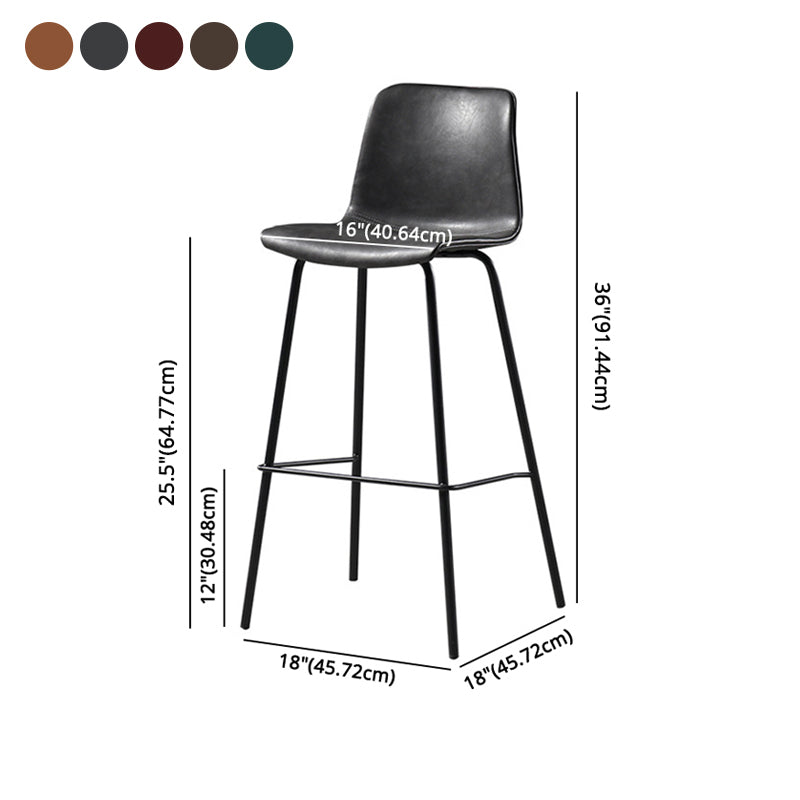 Glossy Leather Square Bar Stool Industrial Metal Stools with Back Legs Clearhalo 'Bar Furniture' 'Bar Stools' 'bar_stools' 'furniture_bar_stools' 'Kitchen & Dining Furniture' 'kitchen&dining_furn' 'kitchen' 'kitchen_furn' Furniture' 4123464