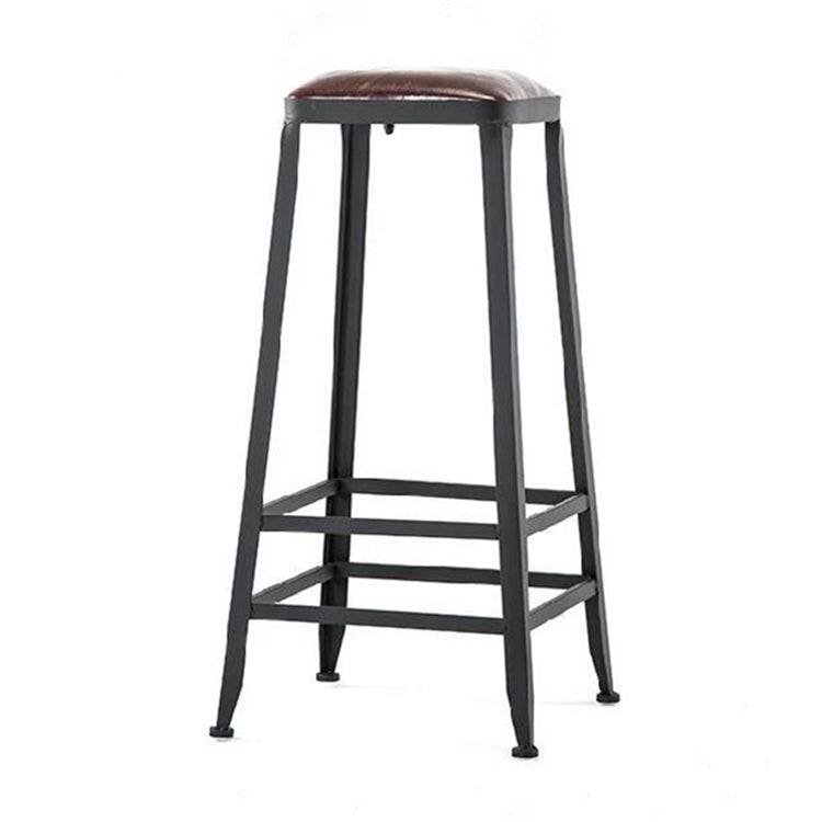 Industrial Brown Leather Bar Stools Square Stool with Metal Base Backless Bar Stool(31"H) Clearhalo 'Bar Furniture' 'Bar Stools' 'bar_stools' 'furniture_bar_stools' 'Kitchen & Dining Furniture' 'kitchen&dining_furn' 'kitchen' 'kitchen_furn' Furniture' 4123472