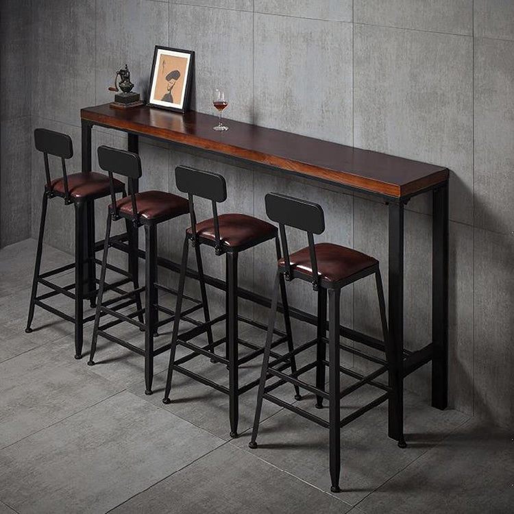 Industrial Brown Leather Bar Stools Square Stool with Metal Base Clearhalo 'Bar Furniture' 'Bar Stools' 'bar_stools' 'furniture_bar_stools' 'Kitchen & Dining Furniture' 'kitchen&dining_furn' 'kitchen' 'kitchen_furn' Furniture' 4123473