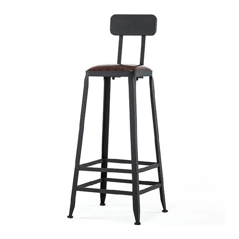 Industrial Brown Leather Bar Stools Square Stool with Metal Base Clearhalo 'Bar Furniture' 'Bar Stools' 'bar_stools' 'furniture_bar_stools' 'Kitchen & Dining Furniture' 'kitchen&dining_furn' 'kitchen' 'kitchen_furn' Furniture' 4123475