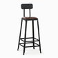 Industrial Brown Leather Bar Stools Square Stool with Metal Base With Back Bar Stool(30"H) Clearhalo 'Bar Furniture' 'Bar Stools' 'bar_stools' 'furniture_bar_stools' 'Kitchen & Dining Furniture' 'kitchen&dining_furn' 'kitchen' 'kitchen_furn' Furniture' 4123478