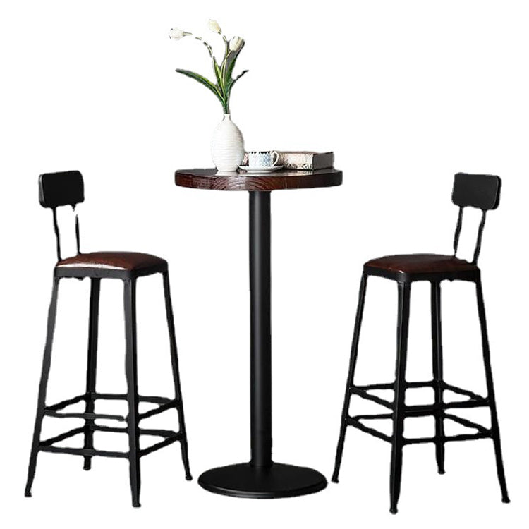 Industrial Brown Leather Bar Stools Square Stool with Metal Base Clearhalo 'Bar Furniture' 'Bar Stools' 'bar_stools' 'furniture_bar_stools' 'Kitchen & Dining Furniture' 'kitchen&dining_furn' 'kitchen' 'kitchen_furn' Furniture' 4123479