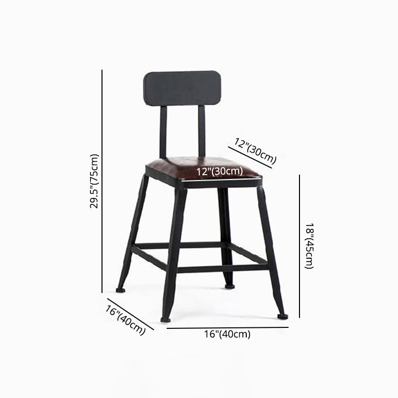 Industrial Brown Leather Bar Stools Square Stool with Metal Base Clearhalo 'Bar Furniture' 'Bar Stools' 'bar_stools' 'furniture_bar_stools' 'Kitchen & Dining Furniture' 'kitchen&dining_furn' 'kitchen' 'kitchen_furn' Furniture' 4123485