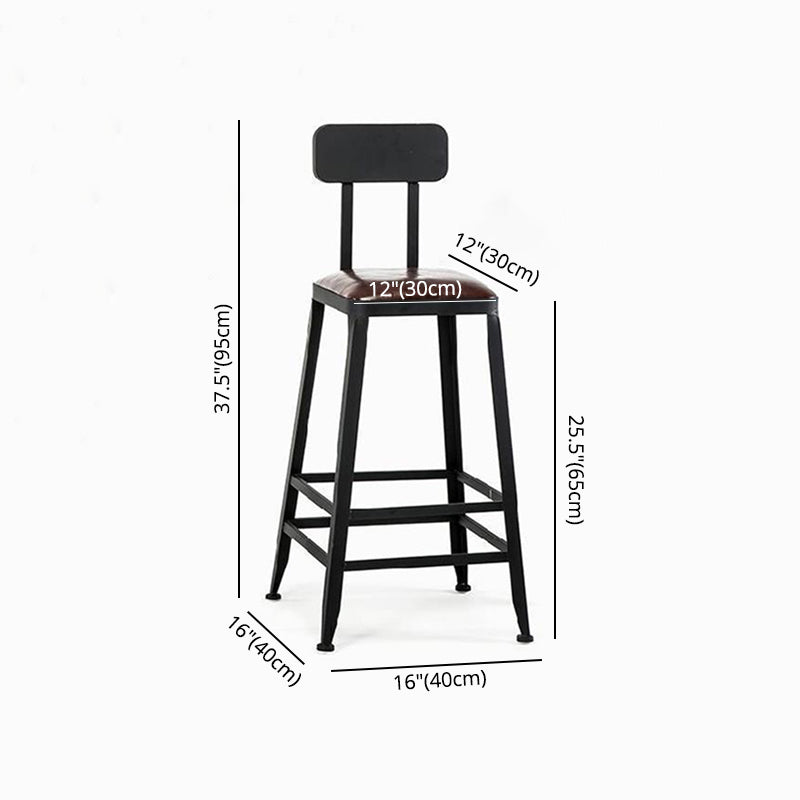 Industrial Brown Leather Bar Stools Square Stool with Metal Base Clearhalo 'Bar Furniture' 'Bar Stools' 'bar_stools' 'furniture_bar_stools' 'Kitchen & Dining Furniture' 'kitchen&dining_furn' 'kitchen' 'kitchen_furn' Furniture' 4123487