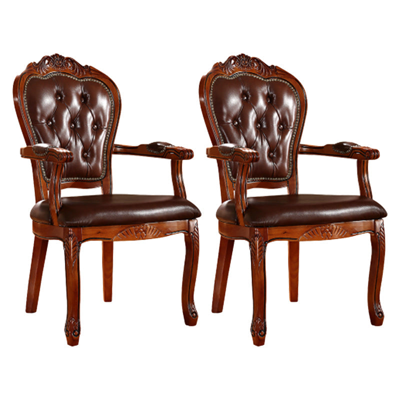 Scandinavian Solid Oak Wood Chair Open Back Arm Dining Chairs (Set of 2) Brown Clearhalo ' kitchen&dining_furn' 'Dining Chairs' 'Dining Tables & Seating' 'dining_chair' 'furn' 'furn_dining_chair' 'Furniture' 'furniture_dining_chair' 'Kitchen & Dining Furniture' 'kitchen' 4128713