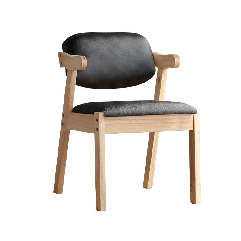 Contemporary Wooden Dining Arm Chair Open Back Single Dining Side Chair Black Clearhalo ' kitchen&dining_furn' 'Dining Chairs' 'Dining Tables & Seating' 'dining_chair' 'furn' 'furn_dining_chair' 'Furniture' 'furniture_dining_chair' 'Kitchen & Dining Furniture' 'kitchen' 4128726