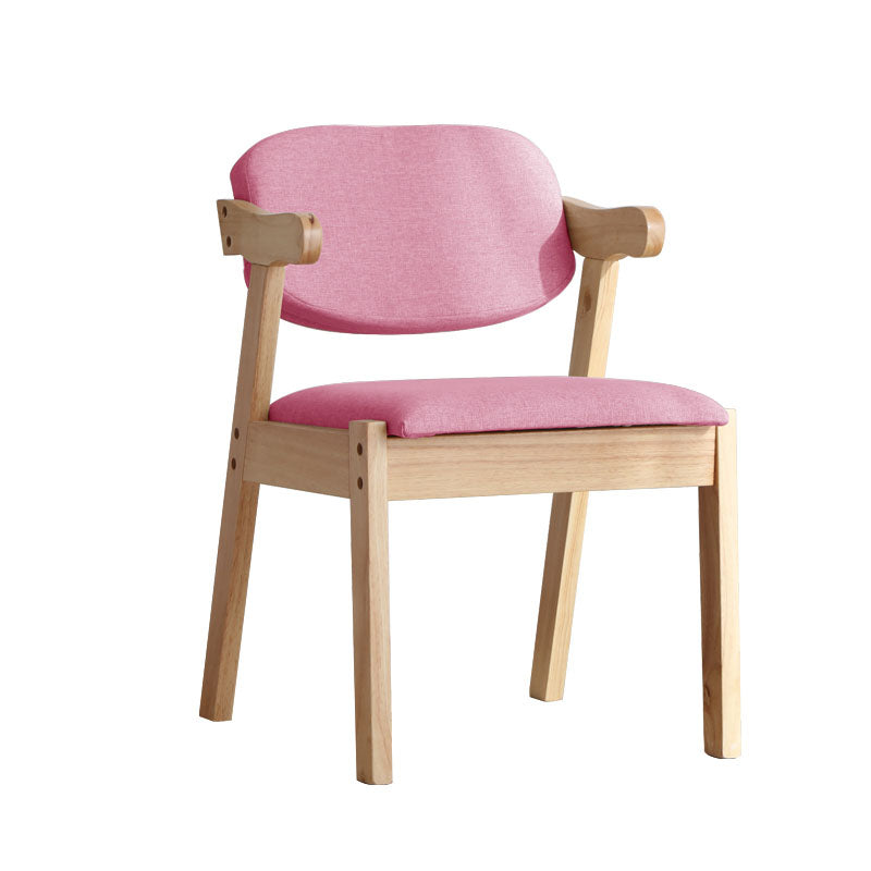 Contemporary Wooden Dining Arm Chair Open Back Single Dining Side Chair Pink Clearhalo ' kitchen&dining_furn' 'Dining Chairs' 'Dining Tables & Seating' 'dining_chair' 'furn' 'furn_dining_chair' 'Furniture' 'furniture_dining_chair' 'Kitchen & Dining Furniture' 'kitchen' 4128744