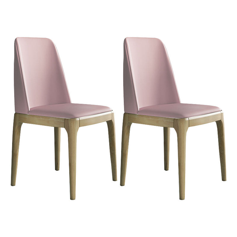 Industrial Rubberwood Parsons Dining Chair Matte Finish Leather Side Chair (Set of 2) Pink Clearhalo ' kitchen&dining_furn' 'Dining Chairs' 'Dining Tables & Seating' 'dining_chair' 'Furniture' 'furniture_dining_chair' 'Kitchen & Dining Furniture' 'kitchen' 4128750
