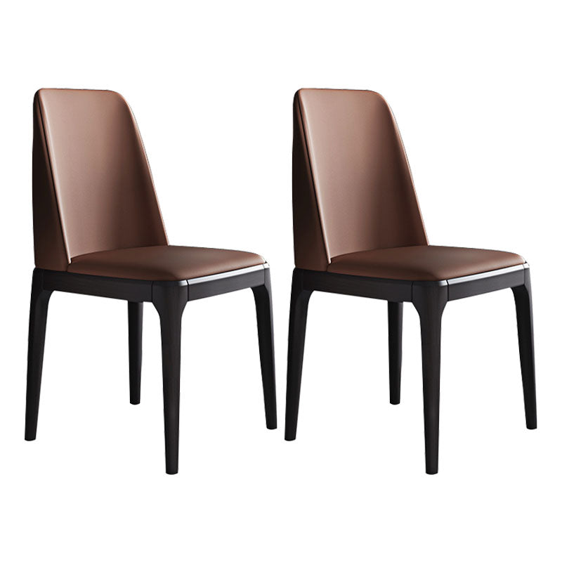 Industrial Rubberwood Parsons Dining Chair Matte Finish Leather Side Chair (Set of 2) Coffee Clearhalo ' kitchen&dining_furn' 'Dining Chairs' 'Dining Tables & Seating' 'dining_chair' 'Furniture' 'furniture_dining_chair' 'Kitchen & Dining Furniture' 'kitchen' 4128752