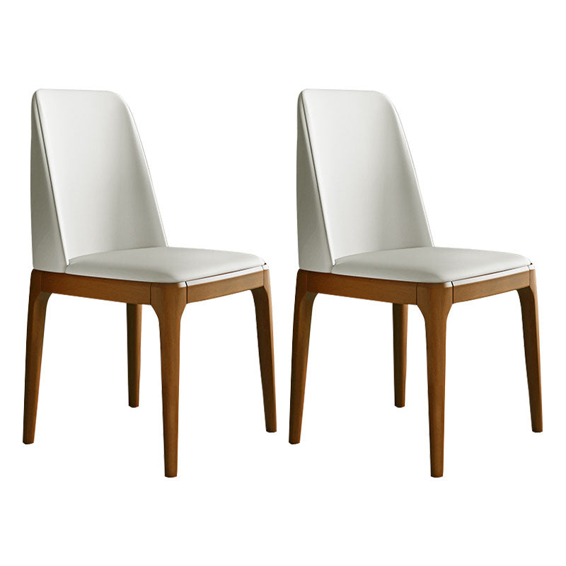 Industrial Rubberwood Parsons Dining Chair Matte Finish Leather Side Chair (Set of 2) Dark Beige Clearhalo ' kitchen&dining_furn' 'Dining Chairs' 'Dining Tables & Seating' 'dining_chair' 'Furniture' 'furniture_dining_chair' 'Kitchen & Dining Furniture' 'kitchen' 4128753