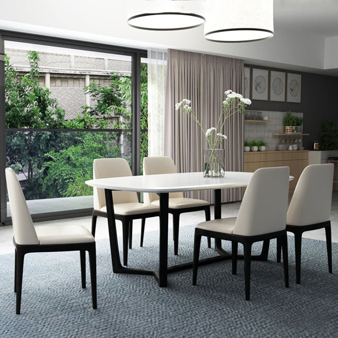 Industrial Rubberwood Parsons Dining Chair Matte Finish Leather Side Chair (Set of 2) Clearhalo ' kitchen&dining_furn' 'Dining Chairs' 'Dining Tables & Seating' 'dining_chair' 'Furniture' 'furniture_dining_chair' 'Kitchen & Dining Furniture' 'kitchen' 4128754