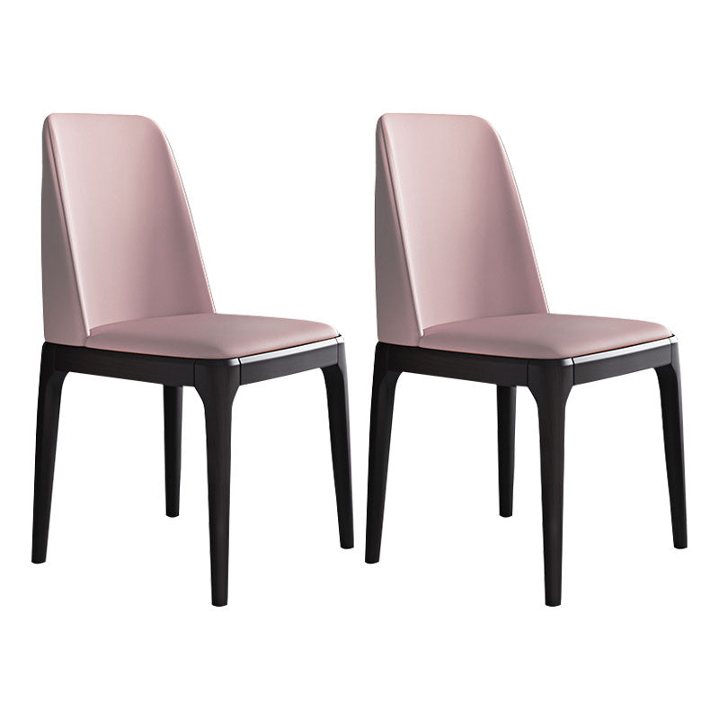 Industrial Rubberwood Parsons Dining Chair Matte Finish Leather Side Chair (Set of 2) Pink Black Clearhalo ' kitchen&dining_furn' 'Dining Chairs' 'Dining Tables & Seating' 'dining_chair' 'Furniture' 'furniture_dining_chair' 'Kitchen & Dining Furniture' 'kitchen' 4128755