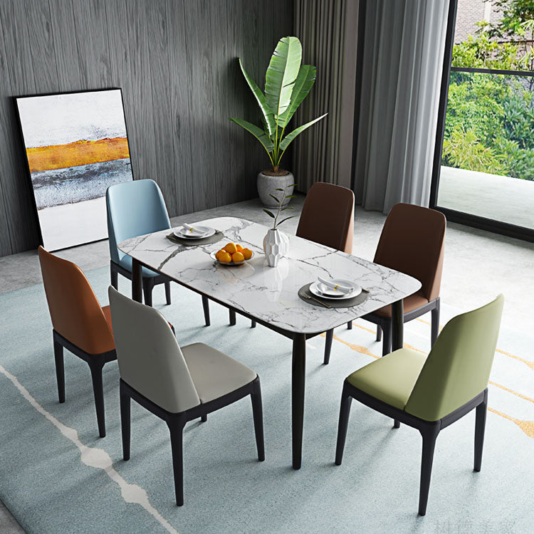 Industrial Rubberwood Parsons Dining Chair Matte Finish Leather Side Chair (Set of 2) Clearhalo ' kitchen&dining_furn' 'Dining Chairs' 'Dining Tables & Seating' 'dining_chair' 'Furniture' 'furniture_dining_chair' 'Kitchen & Dining Furniture' 'kitchen' 4128756