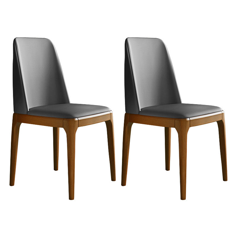 Industrial Rubberwood Parsons Dining Chair Matte Finish Leather Side Chair (Set of 2) Dark Gray Clearhalo ' kitchen&dining_furn' 'Dining Chairs' 'Dining Tables & Seating' 'dining_chair' 'Furniture' 'furniture_dining_chair' 'Kitchen & Dining Furniture' 'kitchen' 4128757