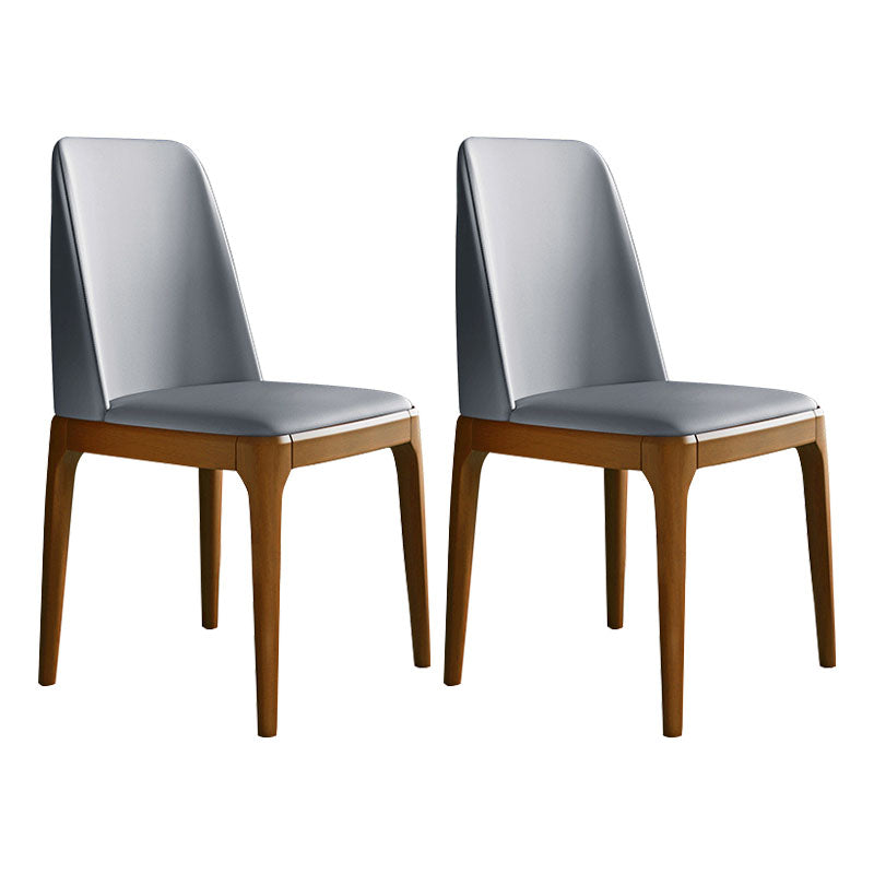 Industrial Rubberwood Parsons Dining Chair Matte Finish Leather Side Chair (Set of 2) Silver Gray Clearhalo ' kitchen&dining_furn' 'Dining Chairs' 'Dining Tables & Seating' 'dining_chair' 'Furniture' 'furniture_dining_chair' 'Kitchen & Dining Furniture' 'kitchen' 4128761