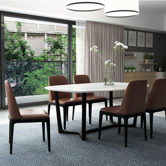 Industrial Rubberwood Parsons Dining Chair Matte Finish Leather Side Chair (Set of 2) Clearhalo ' kitchen&dining_furn' 'Dining Chairs' 'Dining Tables & Seating' 'dining_chair' 'Furniture' 'furniture_dining_chair' 'Kitchen & Dining Furniture' 'kitchen' 4128765