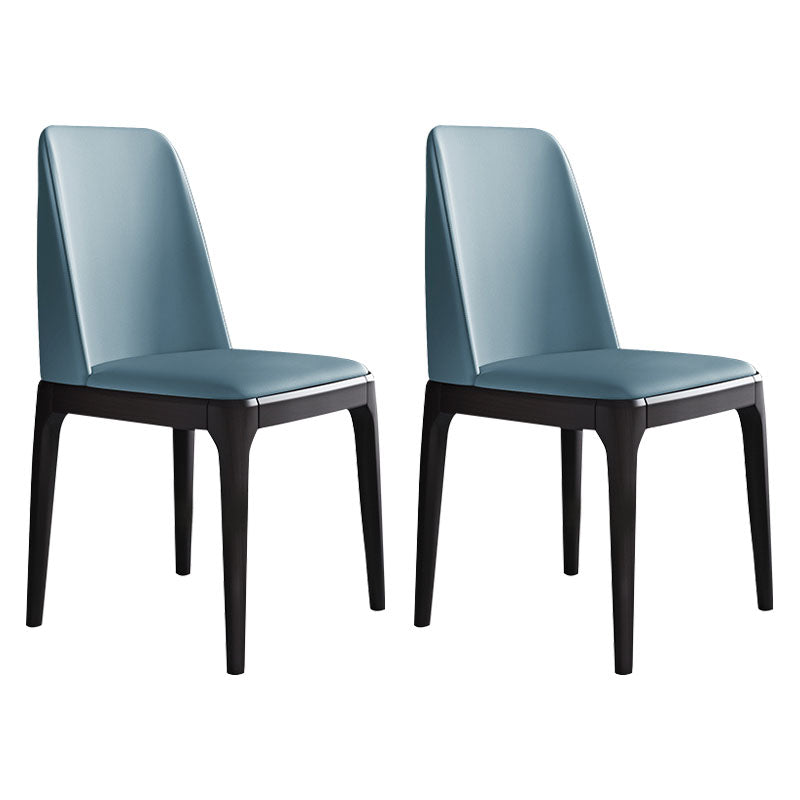 Industrial Rubberwood Parsons Dining Chair Matte Finish Leather Side Chair (Set of 2) Blue Clearhalo ' kitchen&dining_furn' 'Dining Chairs' 'Dining Tables & Seating' 'dining_chair' 'Furniture' 'furniture_dining_chair' 'Kitchen & Dining Furniture' 'kitchen' 4128768