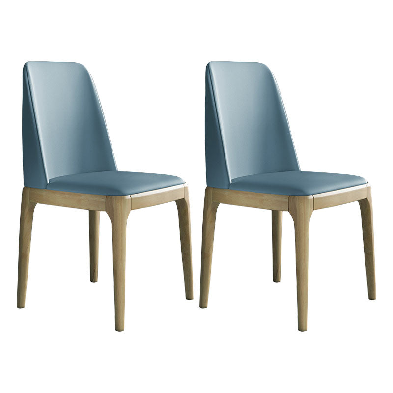 Industrial Rubberwood Parsons Dining Chair Matte Finish Leather Side Chair (Set of 2) Light Blue Clearhalo ' kitchen&dining_furn' 'Dining Chairs' 'Dining Tables & Seating' 'dining_chair' 'Furniture' 'furniture_dining_chair' 'Kitchen & Dining Furniture' 'kitchen' 4128769