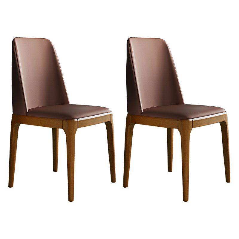 Industrial Rubberwood Parsons Dining Chair Matte Finish Leather Side Chair (Set of 2) Dark Coffee Clearhalo ' kitchen&dining_furn' 'Dining Chairs' 'Dining Tables & Seating' 'dining_chair' 'Furniture' 'furniture_dining_chair' 'Kitchen & Dining Furniture' 'kitchen' 4128771