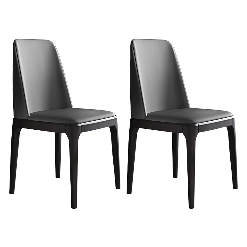 Industrial Rubberwood Parsons Dining Chair Matte Finish Leather Side Chair (Set of 2) Black-Gray Clearhalo ' kitchen&dining_furn' 'Dining Chairs' 'Dining Tables & Seating' 'dining_chair' 'Furniture' 'furniture_dining_chair' 'Kitchen & Dining Furniture' 'kitchen' 4128773