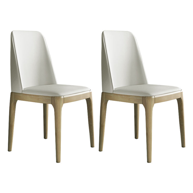 Industrial Rubberwood Parsons Dining Chair Matte Finish Leather Side Chair (Set of 2) Off-White Clearhalo ' kitchen&dining_furn' 'Dining Chairs' 'Dining Tables & Seating' 'dining_chair' 'Furniture' 'furniture_dining_chair' 'Kitchen & Dining Furniture' 'kitchen' 4128774