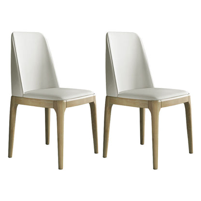 Industrial Rubberwood Parsons Dining Chair Matte Finish Leather Side Chair (Set of 2) Off-White Clearhalo ' kitchen&dining_furn' 'Dining Chairs' 'Dining Tables & Seating' 'dining_chair' 'Furniture' 'furniture_dining_chair' 'Kitchen & Dining Furniture' 'kitchen' 4128774