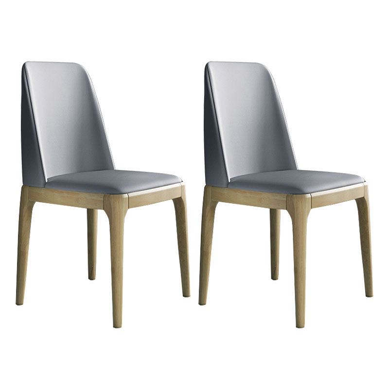 Industrial Rubberwood Parsons Dining Chair Matte Finish Leather Side Chair (Set of 2) Light Gray Clearhalo ' kitchen&dining_furn' 'Dining Chairs' 'Dining Tables & Seating' 'dining_chair' 'Furniture' 'furniture_dining_chair' 'Kitchen & Dining Furniture' 'kitchen' 4128776