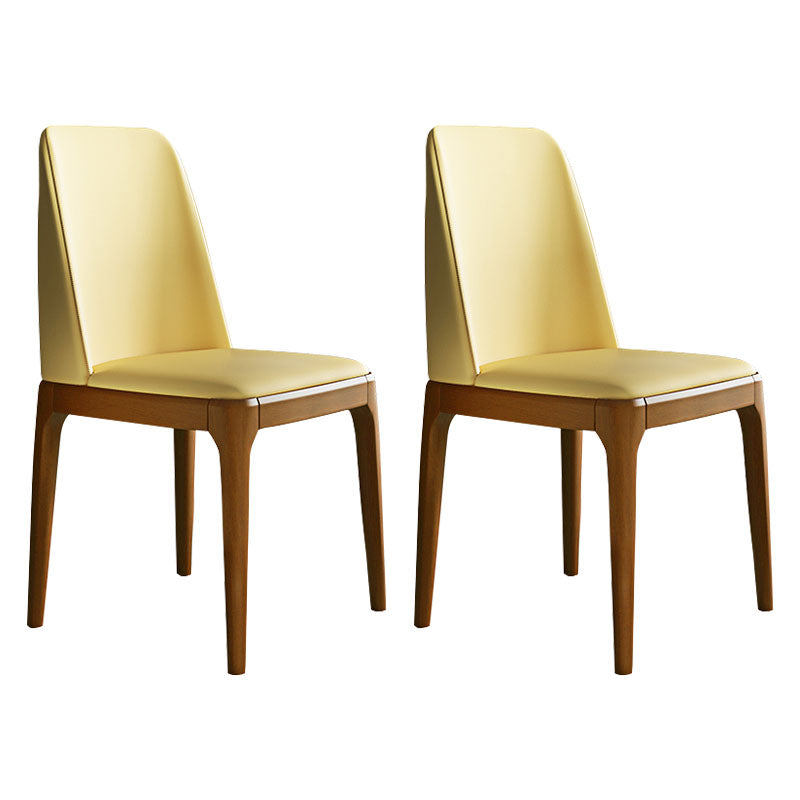 Industrial Rubberwood Parsons Dining Chair Matte Finish Leather Side Chair (Set of 2) Yellow Clearhalo ' kitchen&dining_furn' 'Dining Chairs' 'Dining Tables & Seating' 'dining_chair' 'Furniture' 'furniture_dining_chair' 'Kitchen & Dining Furniture' 'kitchen' 4128778
