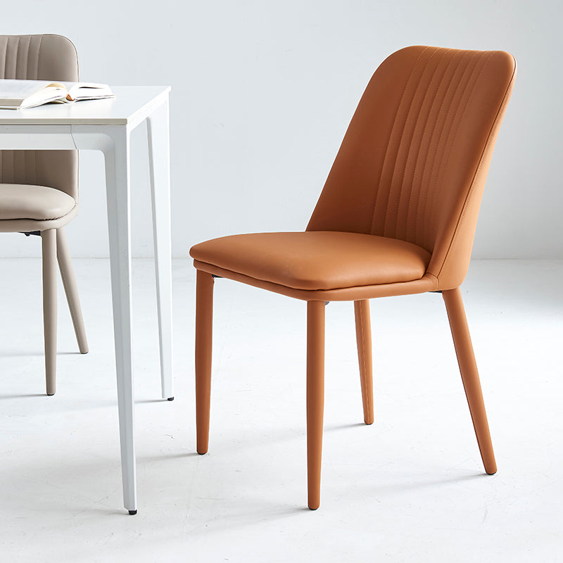 Industrial Home Side Chair Solid Back Metal Upholstered Dining Room Chair Orange 1 Piece Clearhalo ' kitchen&dining_furn' 'Dining Chairs' 'Dining Tables & Seating' 'dining_chair' 'furn' 'furn_dining_chair' 'Furniture' 'furniture_dining_chair' 'Kitchen & Dining Furniture' 'kitchen' 4128781