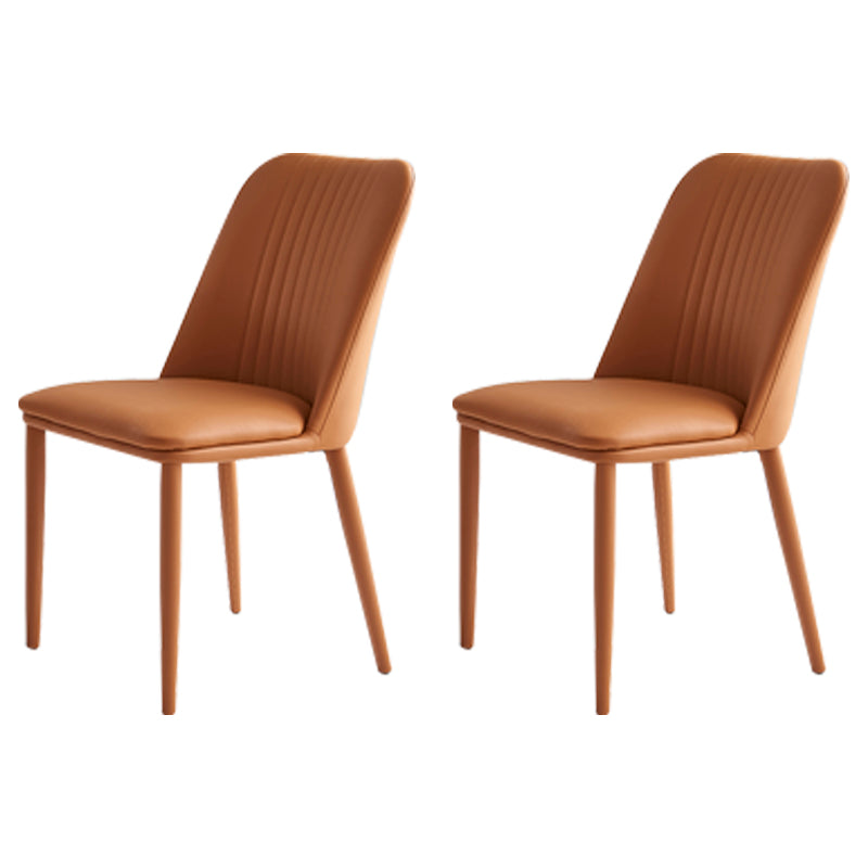 Industrial Home Side Chair Solid Back Metal Upholstered Dining Room Chair Orange 2 Piece Set Clearhalo ' kitchen&dining_furn' 'Dining Chairs' 'Dining Tables & Seating' 'dining_chair' 'furn' 'furn_dining_chair' 'Furniture' 'furniture_dining_chair' 'Kitchen & Dining Furniture' 'kitchen' 4128782