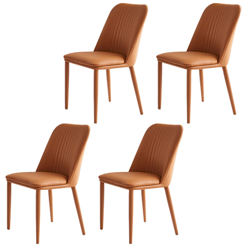 Industrial Home Side Chair Solid Back Metal Upholstered Dining Room Chair Orange 4 Piece Set Clearhalo ' kitchen&dining_furn' 'Dining Chairs' 'Dining Tables & Seating' 'dining_chair' 'furn' 'furn_dining_chair' 'Furniture' 'furniture_dining_chair' 'Kitchen & Dining Furniture' 'kitchen' 4128785