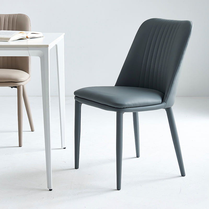 Industrial Home Side Chair Solid Back Metal Upholstered Dining Room Chair Grey 1 Piece Clearhalo ' kitchen&dining_furn' 'Dining Chairs' 'Dining Tables & Seating' 'dining_chair' 'furn' 'furn_dining_chair' 'Furniture' 'furniture_dining_chair' 'Kitchen & Dining Furniture' 'kitchen' 4128792