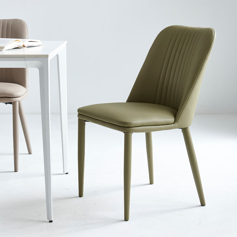 Industrial Home Side Chair Solid Back Metal Upholstered Dining Room Chair Green 1 Piece Clearhalo ' kitchen&dining_furn' 'Dining Chairs' 'Dining Tables & Seating' 'dining_chair' 'furn' 'furn_dining_chair' 'Furniture' 'furniture_dining_chair' 'Kitchen & Dining Furniture' 'kitchen' 4128799