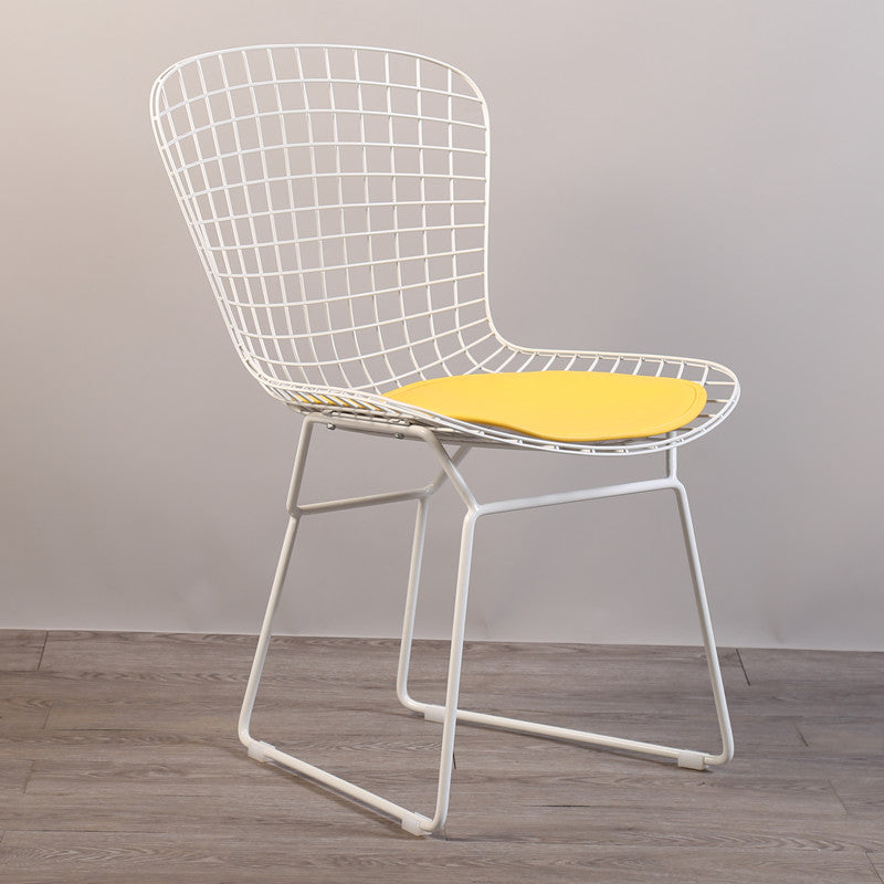 Contemporary Metal Dining Armless Chairs Open Back Dining Side Chair for Home Use White-Yellow 1 Piece Clearhalo ' kitchen&dining_furn' 'Dining Chairs' 'Dining Tables & Seating' 'dining_chair' 'furn' 'furn_dining_chair' 'Furniture' 'furniture_dining_chair' 'Kitchen & Dining Furniture' 'kitchen' 4128807