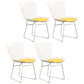 Contemporary Metal Dining Armless Chairs Open Back Dining Side Chair for Home Use White-Yellow 4 Piece Set Clearhalo ' kitchen&dining_furn' 'Dining Chairs' 'Dining Tables & Seating' 'dining_chair' 'furn' 'furn_dining_chair' 'Furniture' 'furniture_dining_chair' 'Kitchen & Dining Furniture' 'kitchen' 4128811