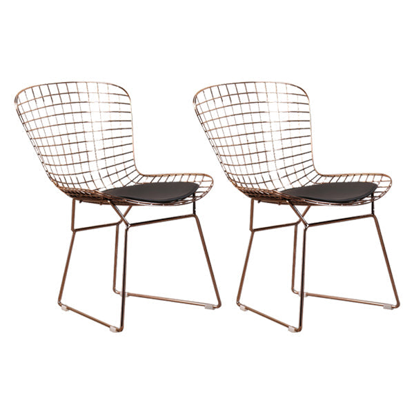 Contemporary Metal Dining Armless Chairs Open Back Dining Side Chair for Home Use Black-Gold 2 Piece Set Clearhalo ' kitchen&dining_furn' 'Dining Chairs' 'Dining Tables & Seating' 'dining_chair' 'furn' 'furn_dining_chair' 'Furniture' 'furniture_dining_chair' 'Kitchen & Dining Furniture' 'kitchen' 4128814