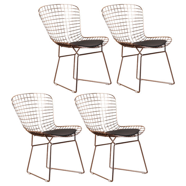Contemporary Metal Dining Armless Chairs Open Back Dining Side Chair for Home Use Black-Gold 4 Piece Set Clearhalo ' kitchen&dining_furn' 'Dining Chairs' 'Dining Tables & Seating' 'dining_chair' 'furn' 'furn_dining_chair' 'Furniture' 'furniture_dining_chair' 'Kitchen & Dining Furniture' 'kitchen' 4128816