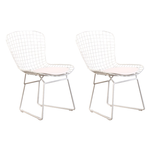 Contemporary Metal Dining Armless Chairs Open Back Dining Side Chair for Home Use White 2 Piece Set Clearhalo ' kitchen&dining_furn' 'Dining Chairs' 'Dining Tables & Seating' 'dining_chair' 'furn' 'furn_dining_chair' 'Furniture' 'furniture_dining_chair' 'Kitchen & Dining Furniture' 'kitchen' 4128820