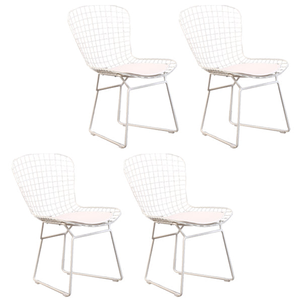 Contemporary Metal Dining Armless Chairs Open Back Dining Side Chair for Home Use White 4 Piece Set Clearhalo ' kitchen&dining_furn' 'Dining Chairs' 'Dining Tables & Seating' 'dining_chair' 'furn' 'furn_dining_chair' 'Furniture' 'furniture_dining_chair' 'Kitchen & Dining Furniture' 'kitchen' 4128822