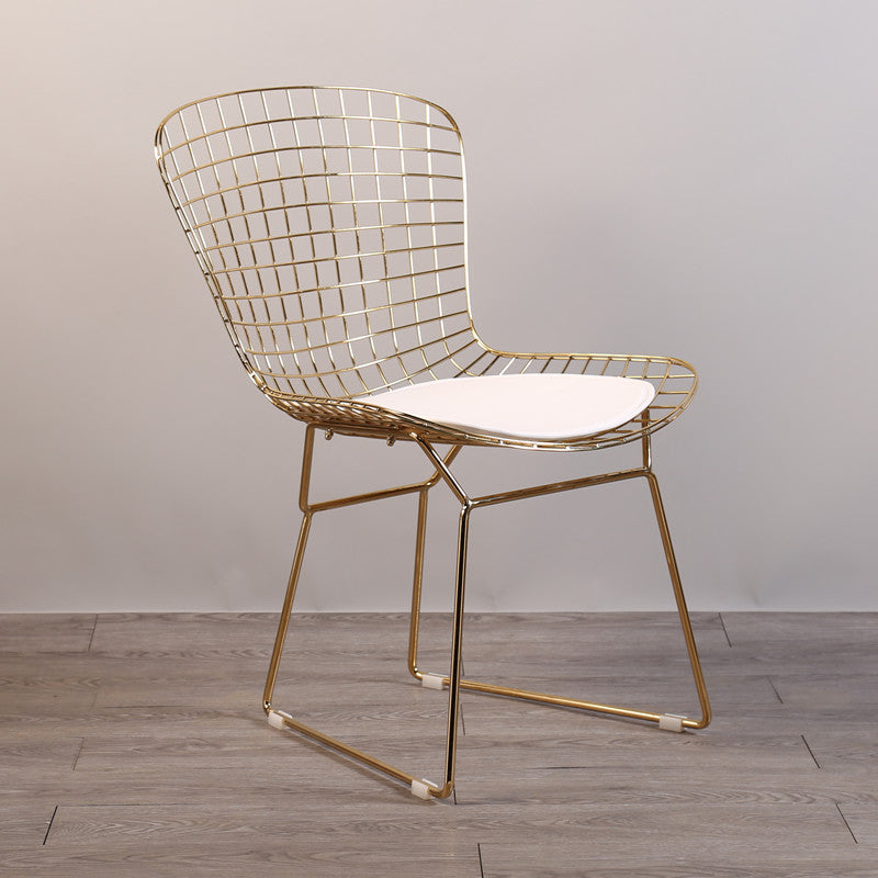 Contemporary Metal Dining Armless Chairs Open Back Dining Side Chair for Home Use White-Gold 1 Piece Clearhalo ' kitchen&dining_furn' 'Dining Chairs' 'Dining Tables & Seating' 'dining_chair' 'furn' 'furn_dining_chair' 'Furniture' 'furniture_dining_chair' 'Kitchen & Dining Furniture' 'kitchen' 4128831